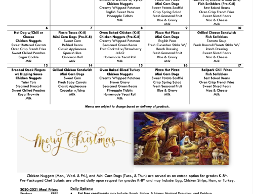 Falcon December 2021 Lunch Menu